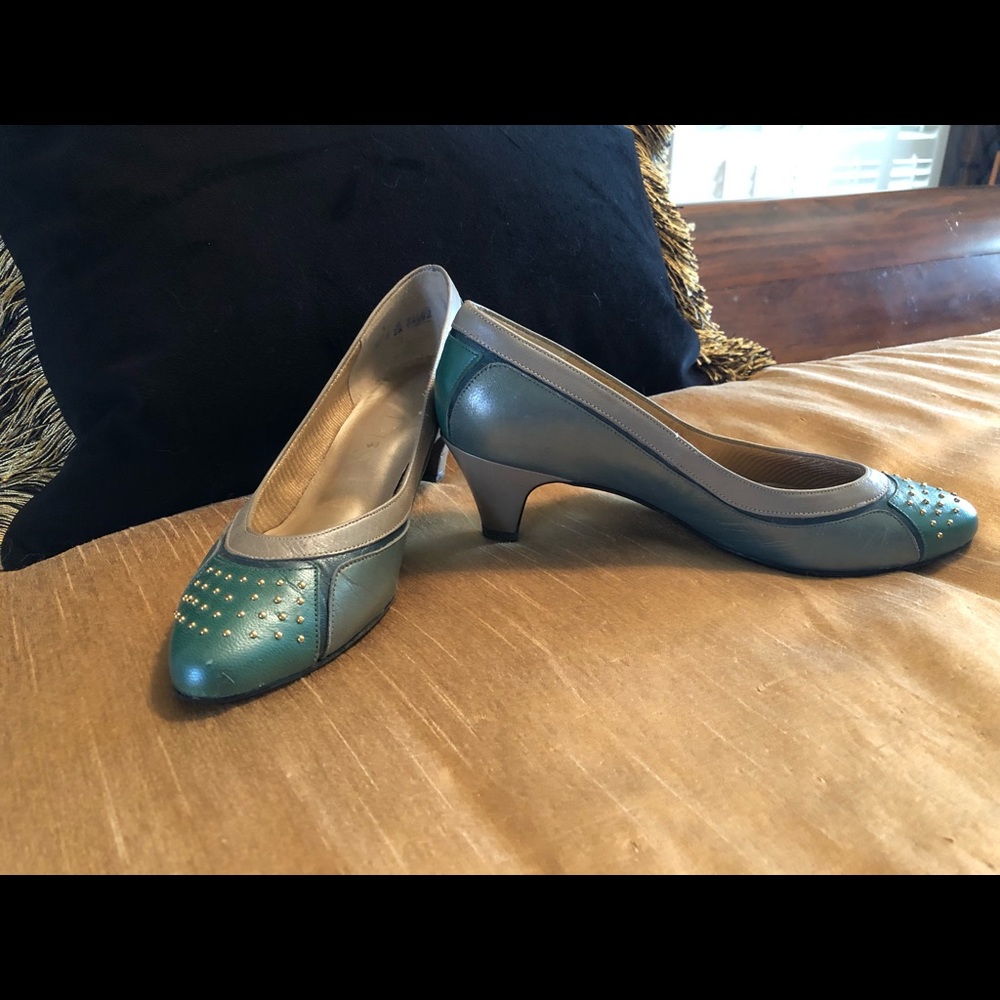 3tone green mini heel
